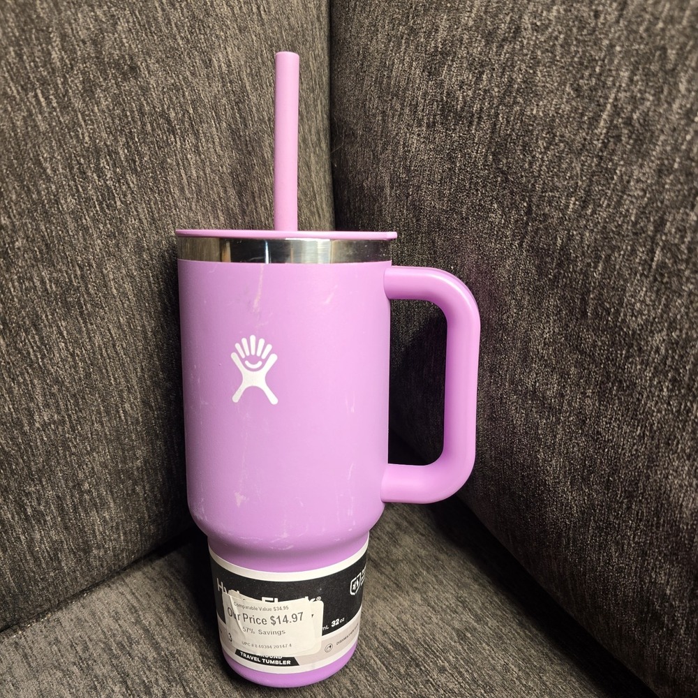 Hydro Flask‎ 32oz Purple Travel Tumbler Insulated with Straw Lid and Handle